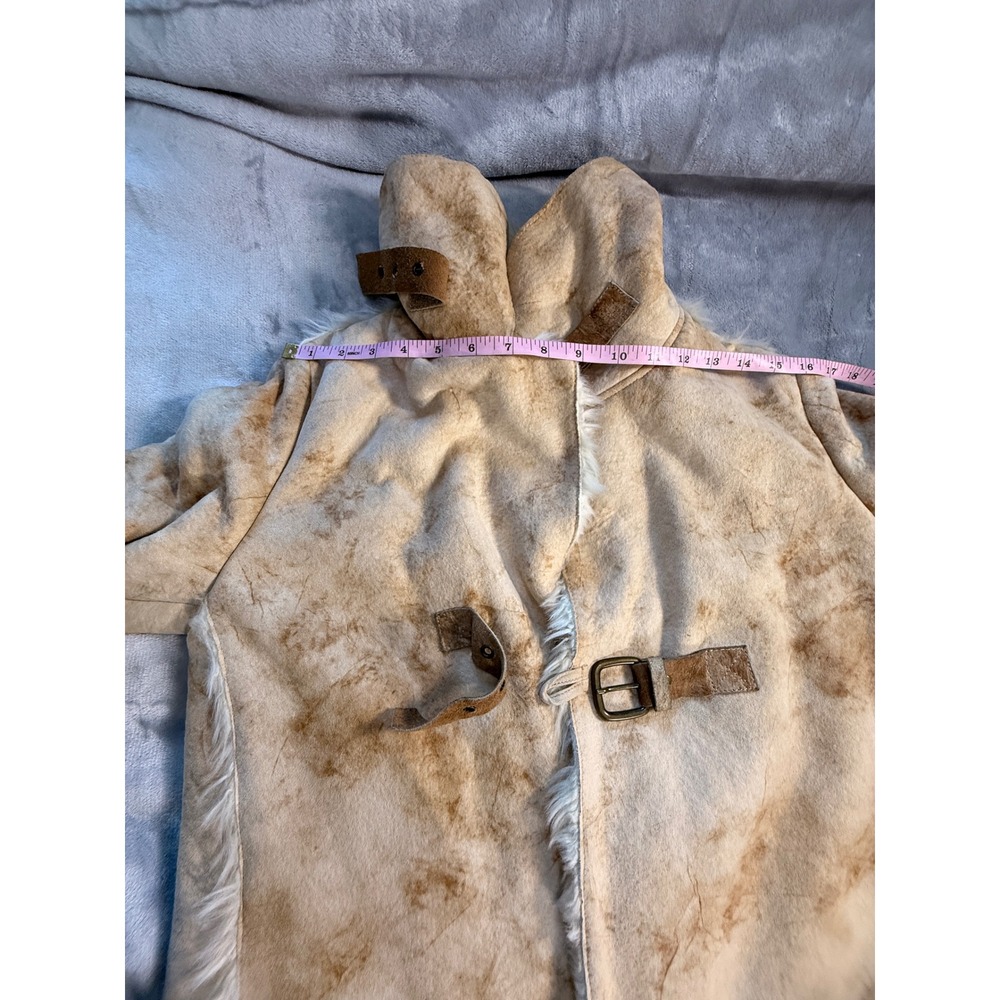 Armani Jeans Faux Sherling Long Coat Tan Cream Made in Italy Size 40 (6) - Picture 14 of 16